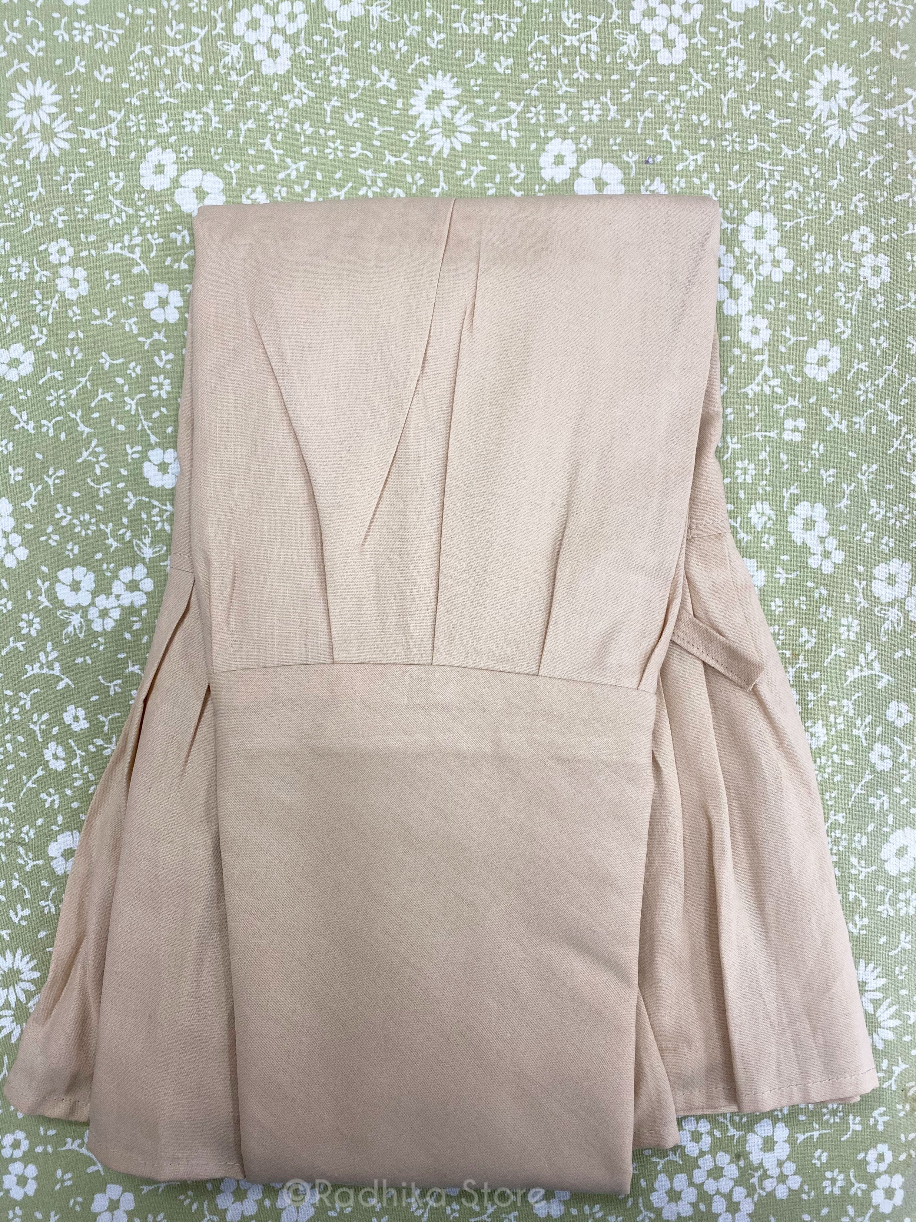 Beige Cotton Petticoat/ Slip - S, M, L, Xl - Radhika Store