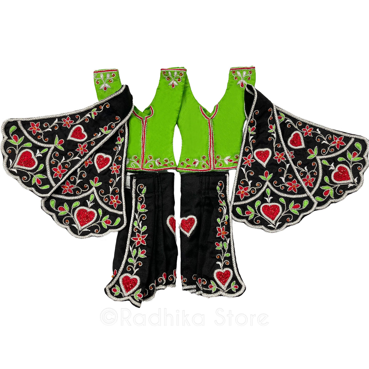 Bhakti Lata Bija - All Silk - Black with Green Kurtas - Gaura Nitai Deity Outfit