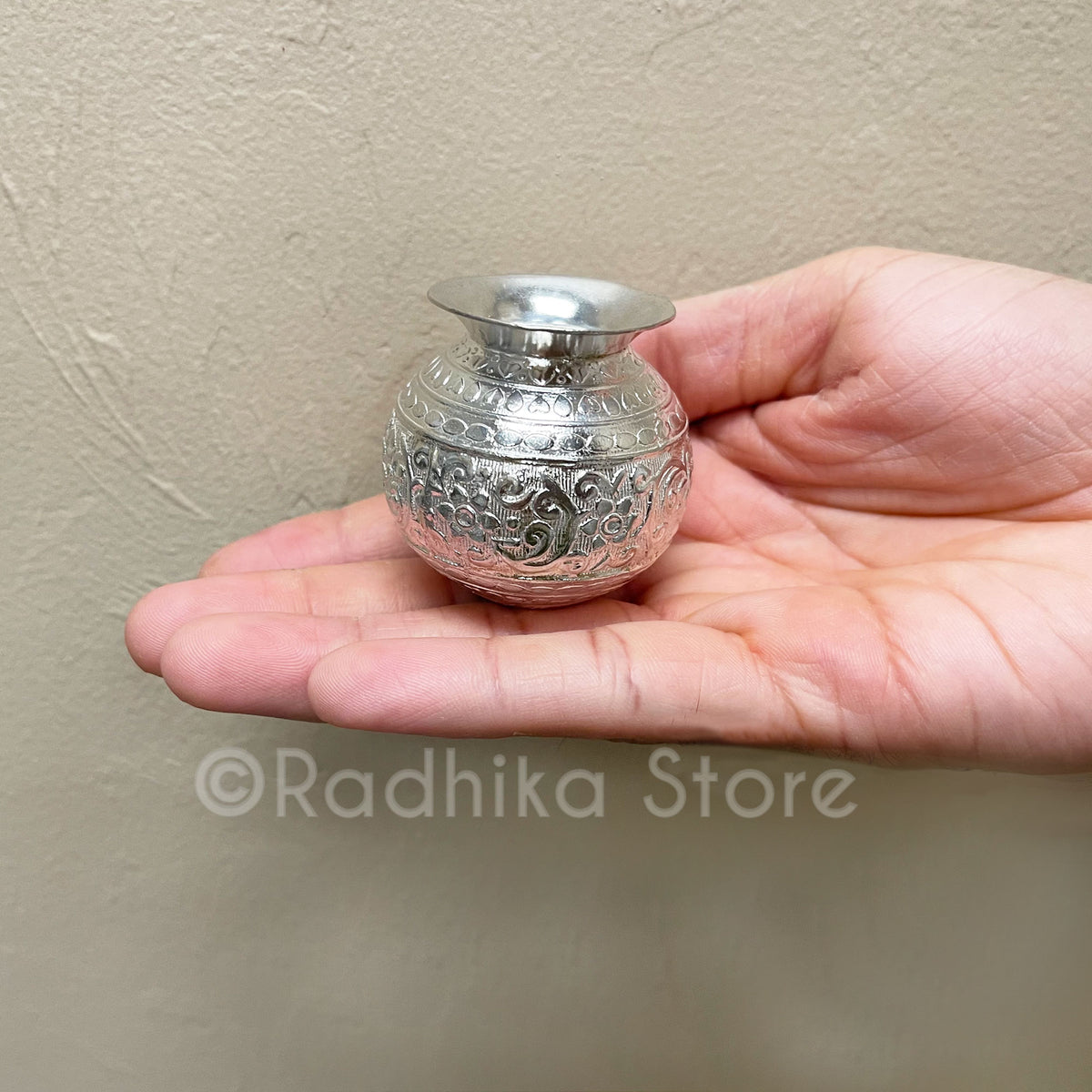 Fancy Miniature Silver Deity Pots-  Choose Large or Extra Large