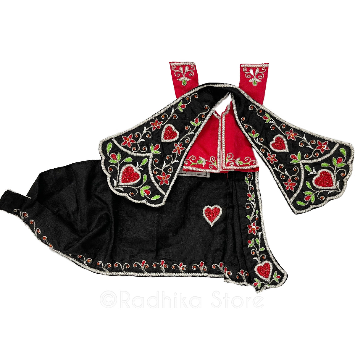 Bhakti Lata Bija - All Silk - Black with Red Kurtas - Gaura Nitai Deity Outfit