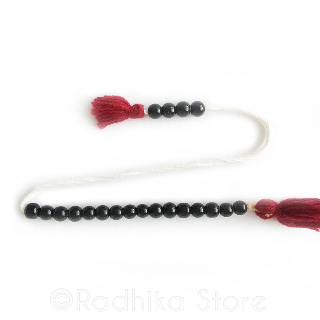Faux Black Onyx Glass Japa Counting Beads