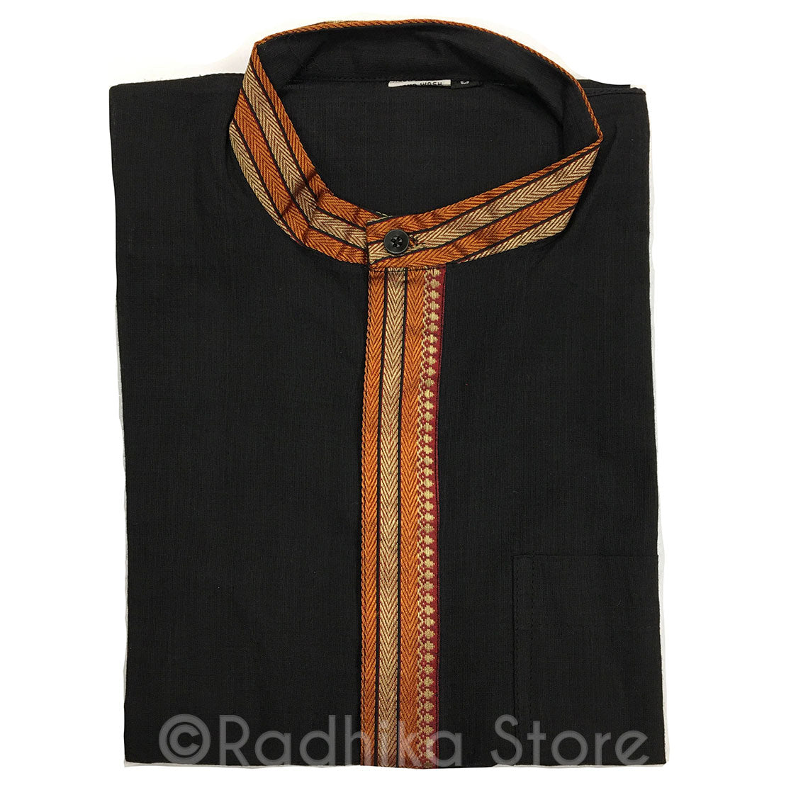 Black Kurtas - With Beige/Gold and Orange Trim - S,m,l,xl,