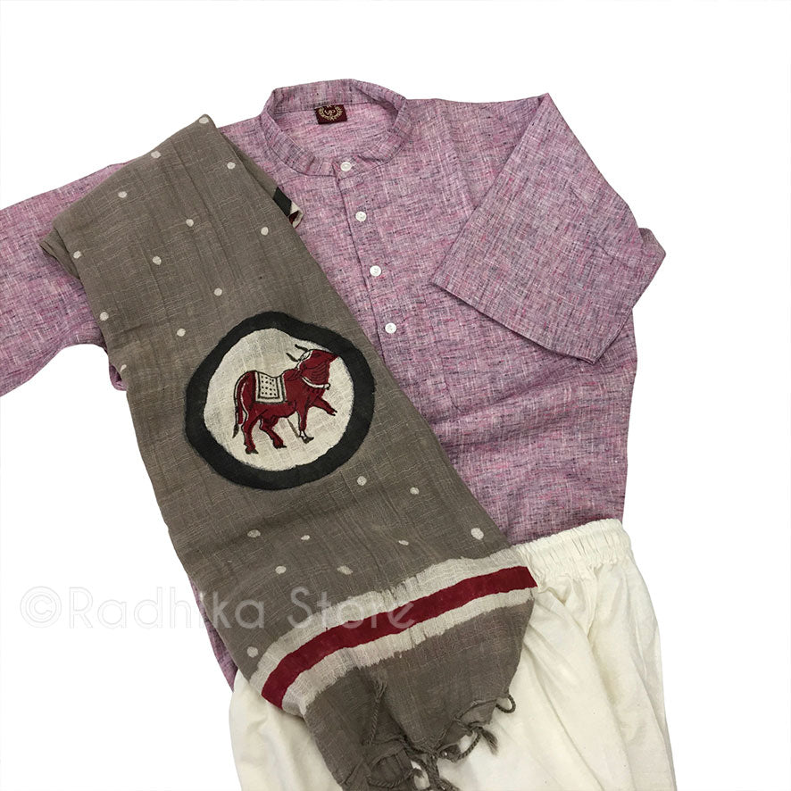 Lavender Blueberry Ice-Cream Tweed- Jute Kurtas - S,m,l,xl,xxl,3xl