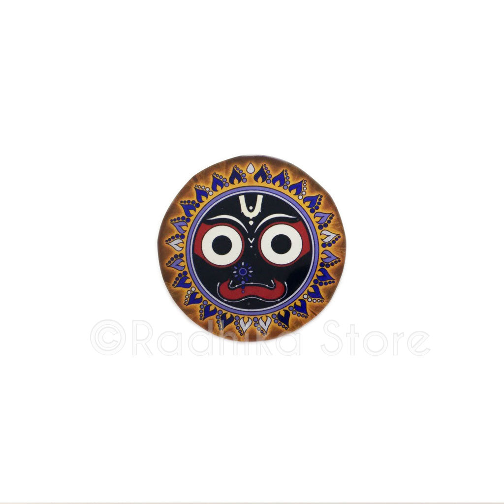 Lord Jagannath Blue Flame Lotus Acrylic Button