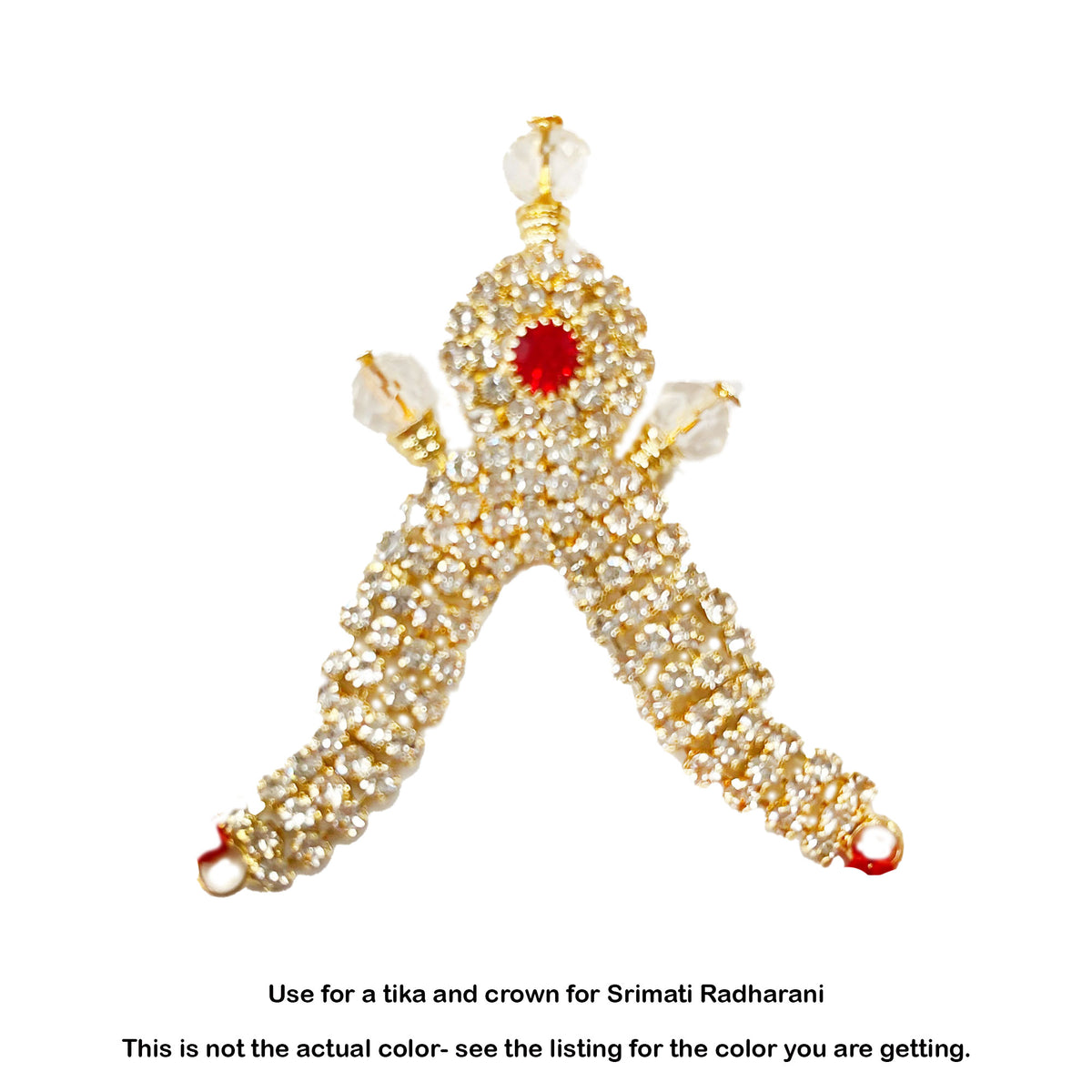 Braj Mandala- Ruby-Emerald Diamond - Rhinestone Deity Necklace-Choose Size