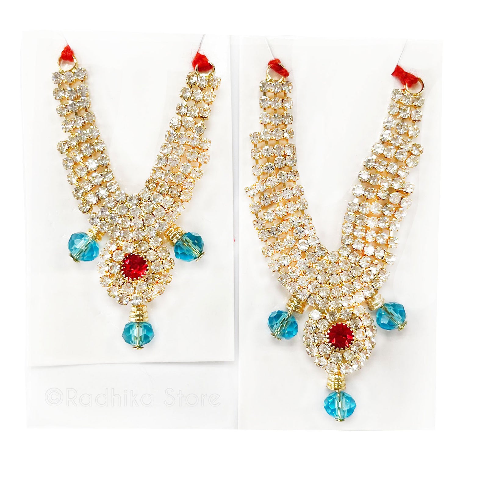 Braj Mandala- Teal - Diamond - Rhinestone Deity Necklace-Choose Size