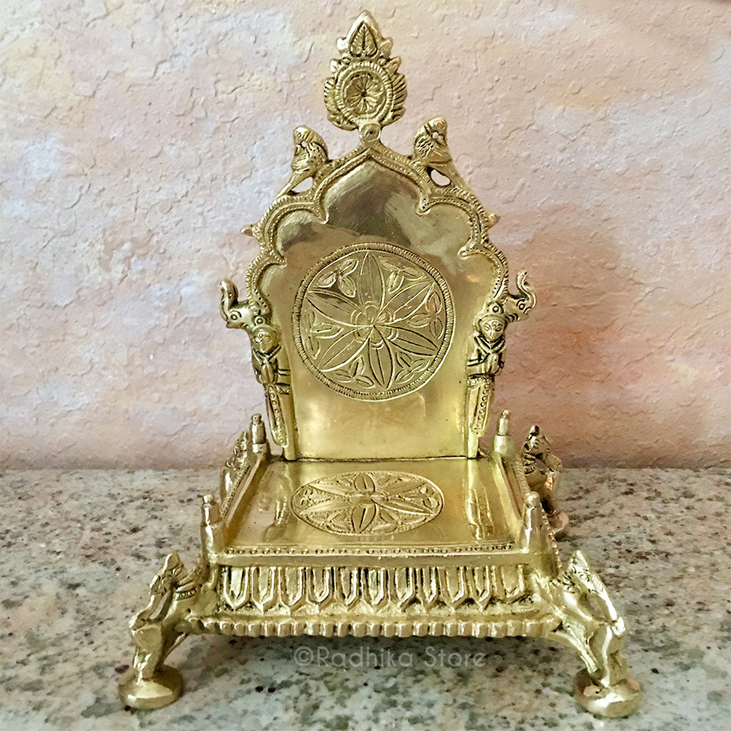 Fancy Brass Vyasasana (Seat)-With Chakra-7 Inch