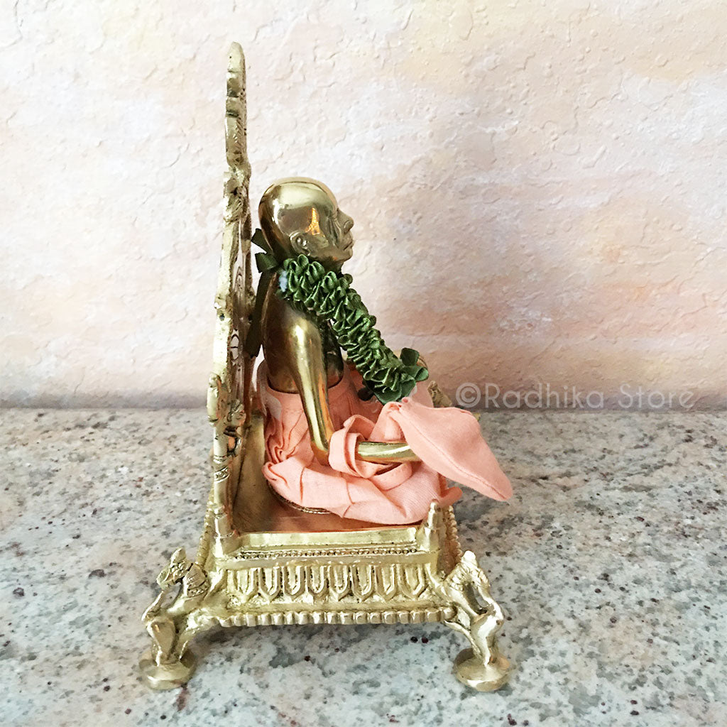 Fancy Brass Vyasasana (Seat)-With Chakra-7 Inch