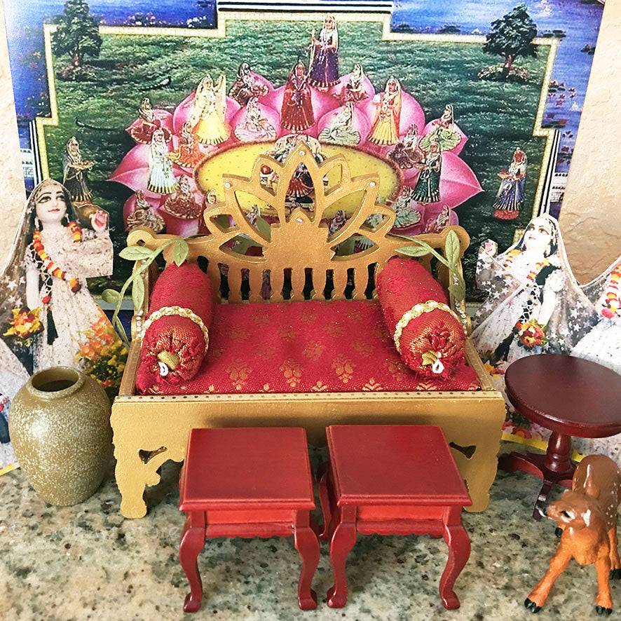 Golden Jeweled Golden Divine Throne- Deep Red