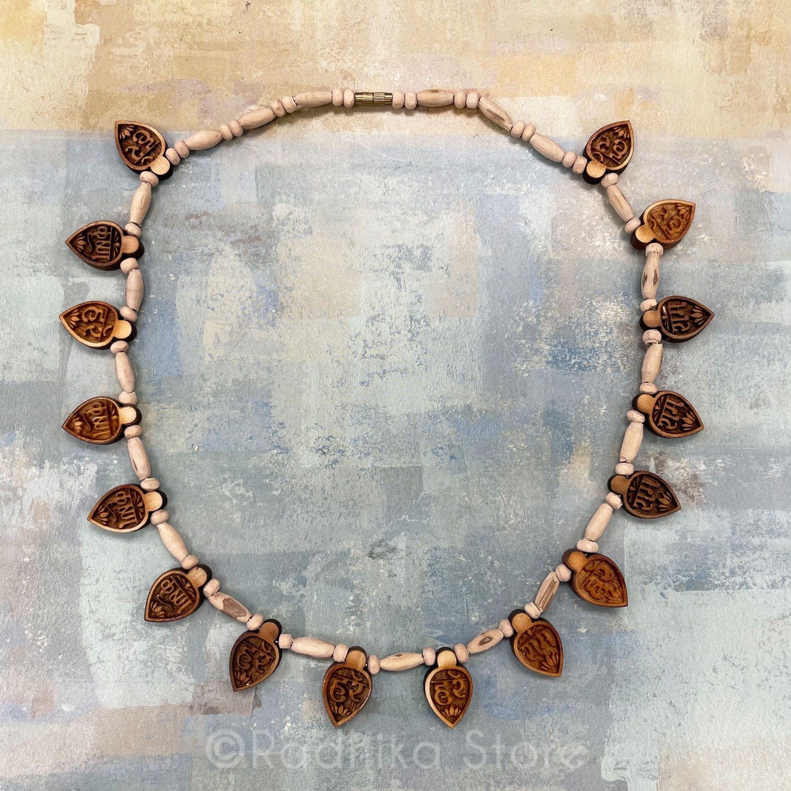 16 Petals Maha Mantra Lotus - Golden Brown - Tulsi Necklace-