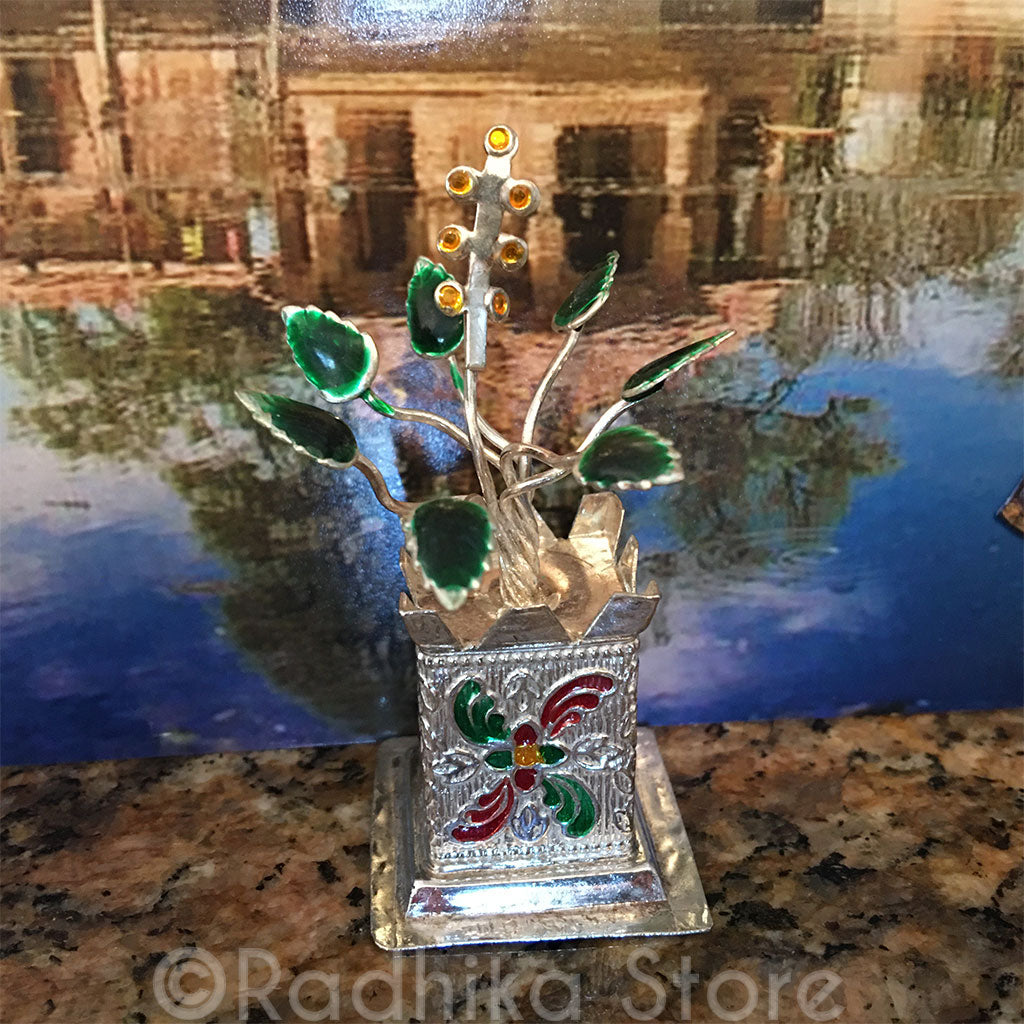 Silver Tulsi Plants Replica for Altar