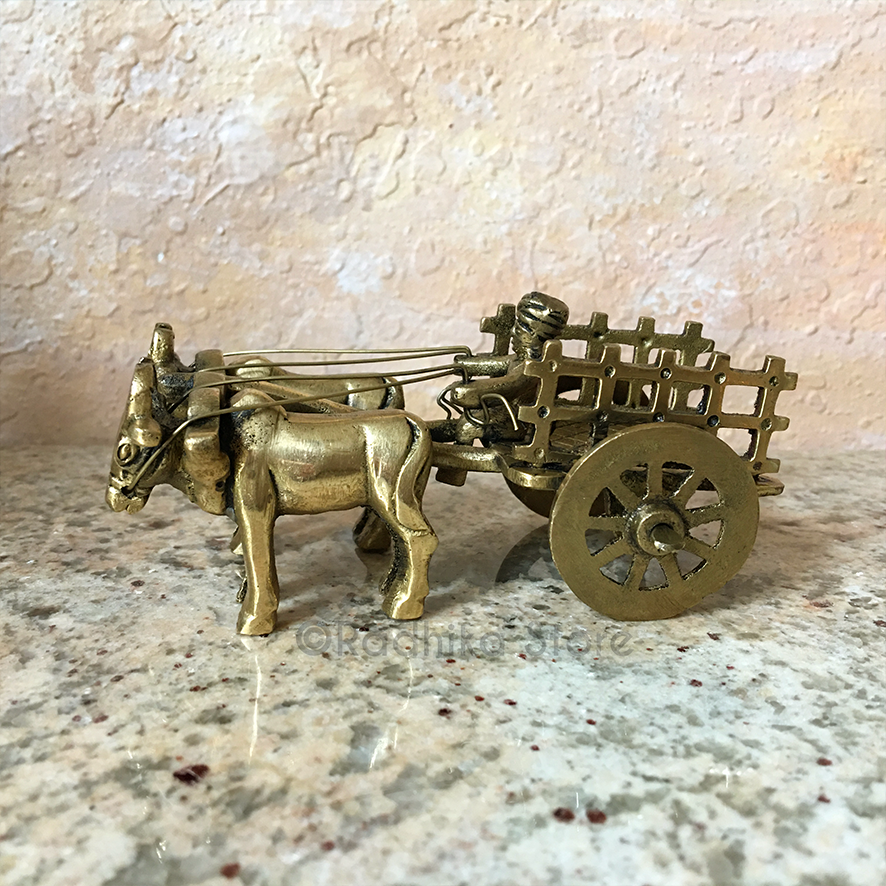 Brass Vrindavan Bullock Cart - 2 Inch - Small
