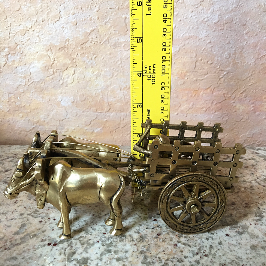 Brass Vrindavan Bullock Cart - 3 Inch- Size Medium
