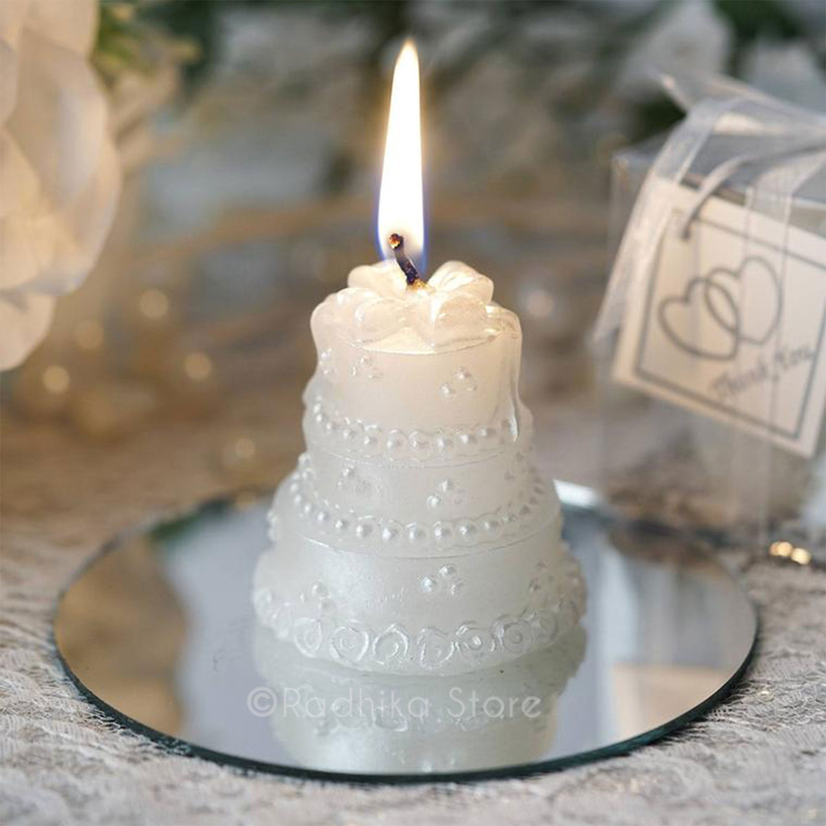 Miniature White Layered Cake Candle