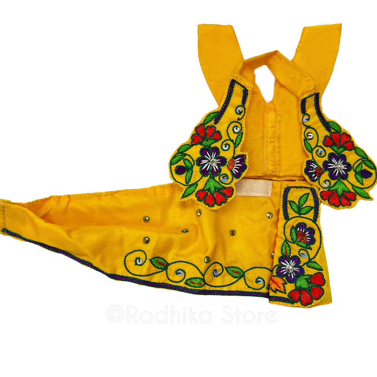 Candle Light Flowers - Marigold Color Satin - Gaura Nitai Deity Outfit