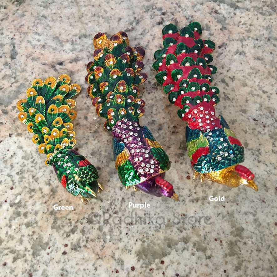Colorful Jeweled Govardhana Peacocks - Hidden Treasure- Choose Color