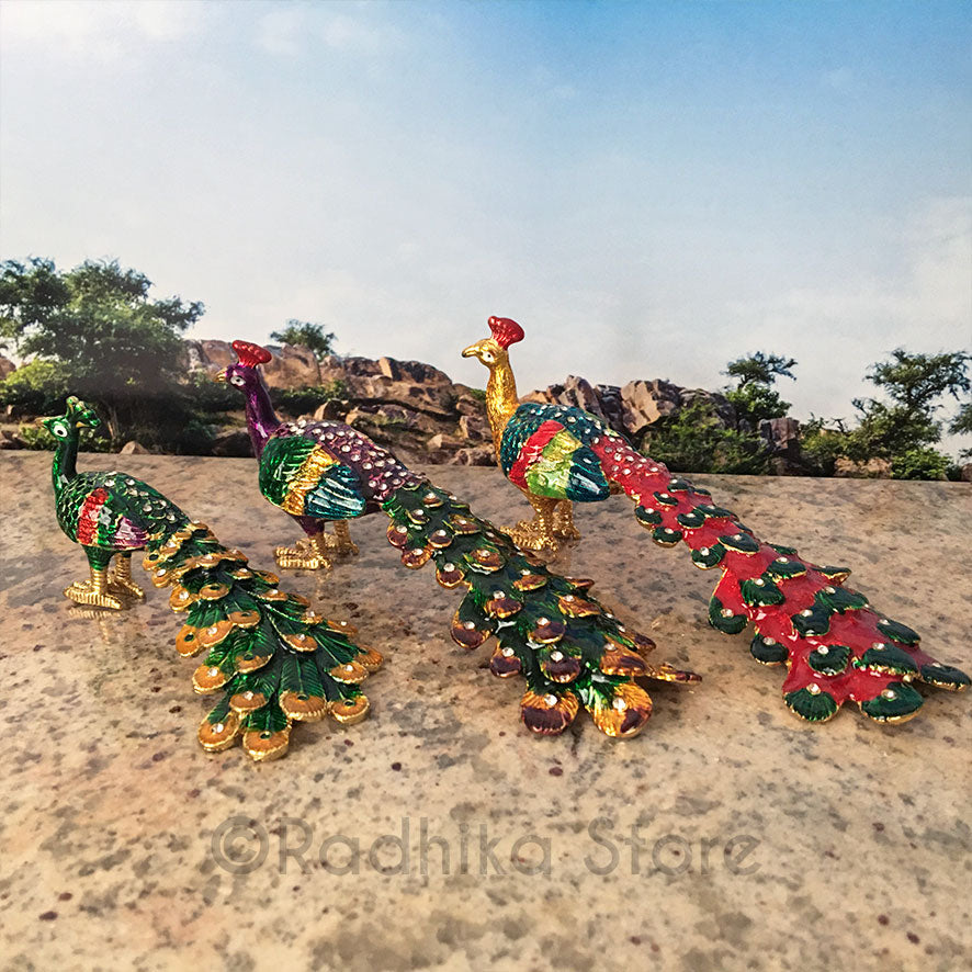 Colorful Jeweled Govardhana Peacocks - Hidden Treasure- Choose Color