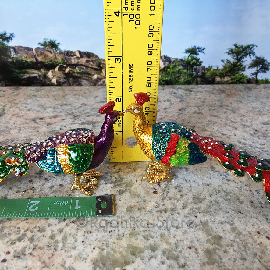 Colorful Jeweled Govardhana Peacocks - Hidden Treasure- Choose Color