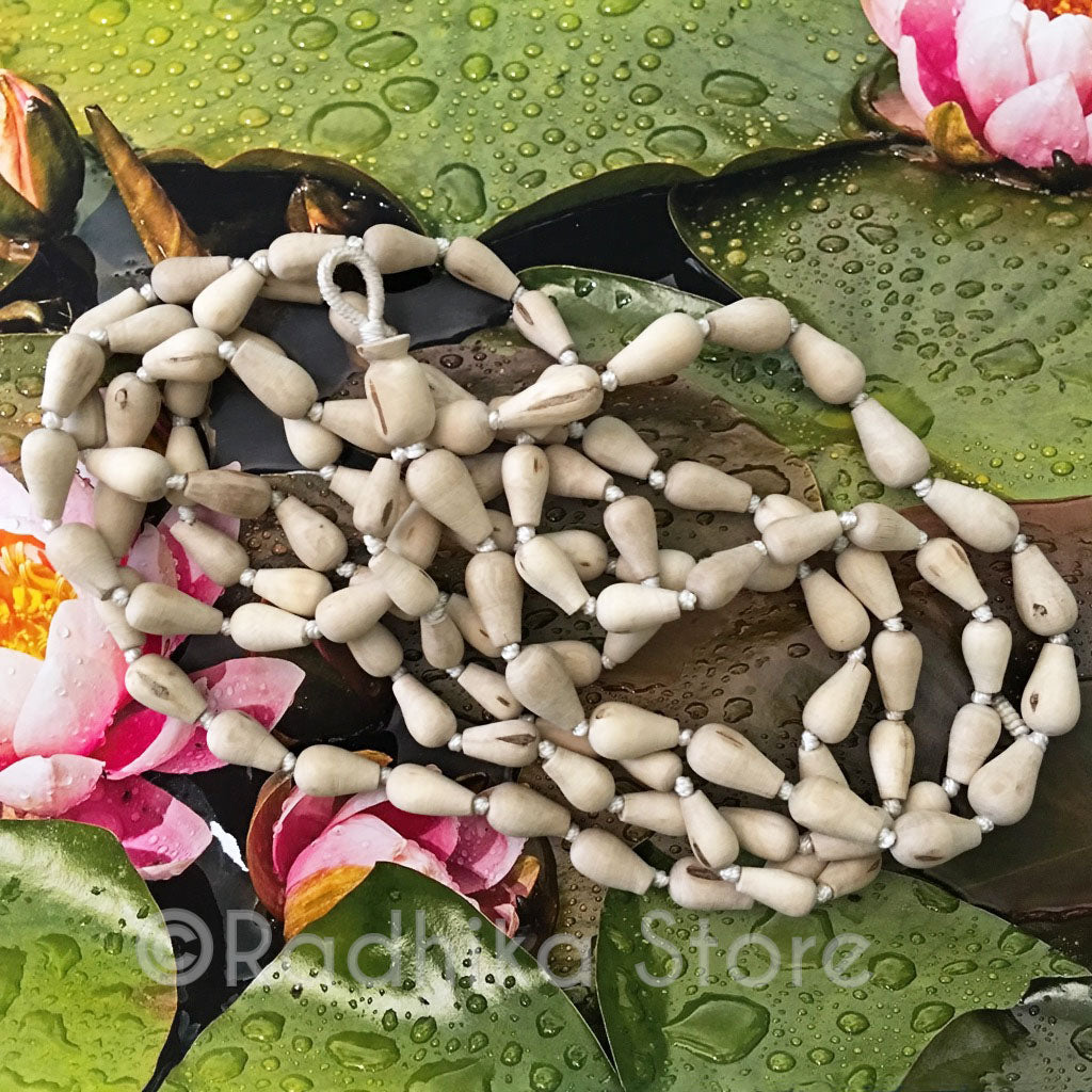 Conch Shell Shaped Pure Tulsi  Japa Beads - Hang 52" Inches Long
