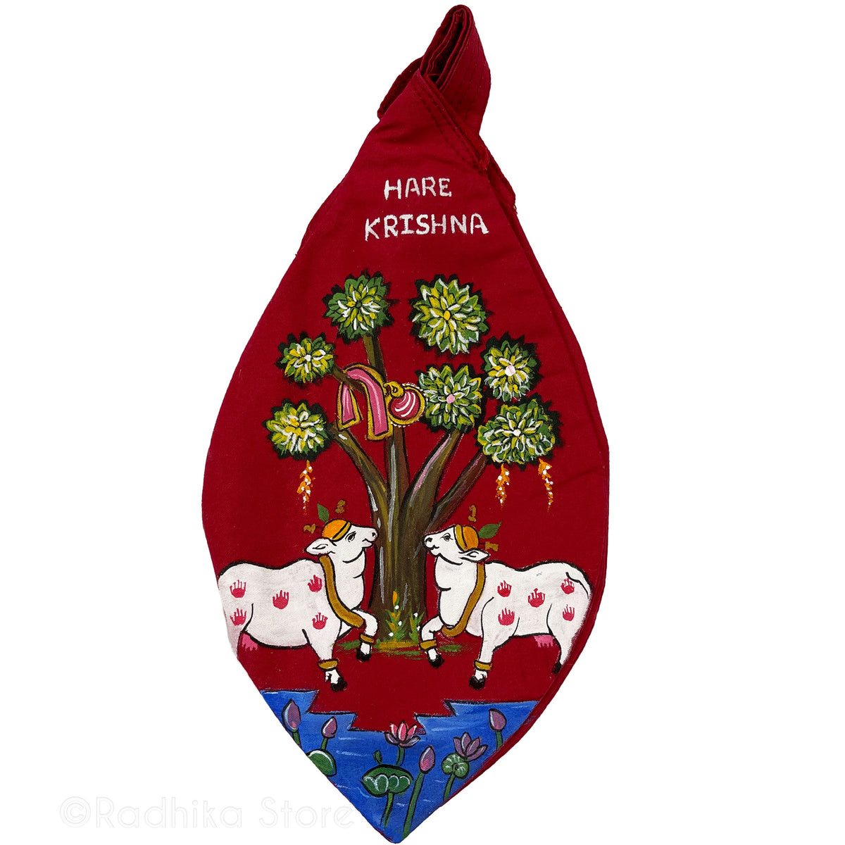 Vrindavan Cows - Thick Cotton - Hand Painted Bead Bag