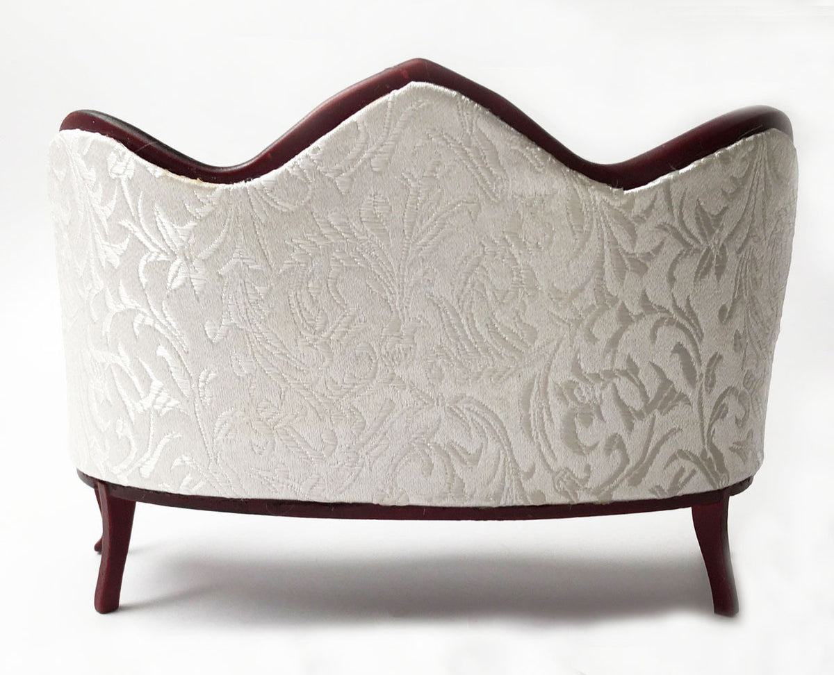 Cream Tall Back Jeweled Mahogany Throne