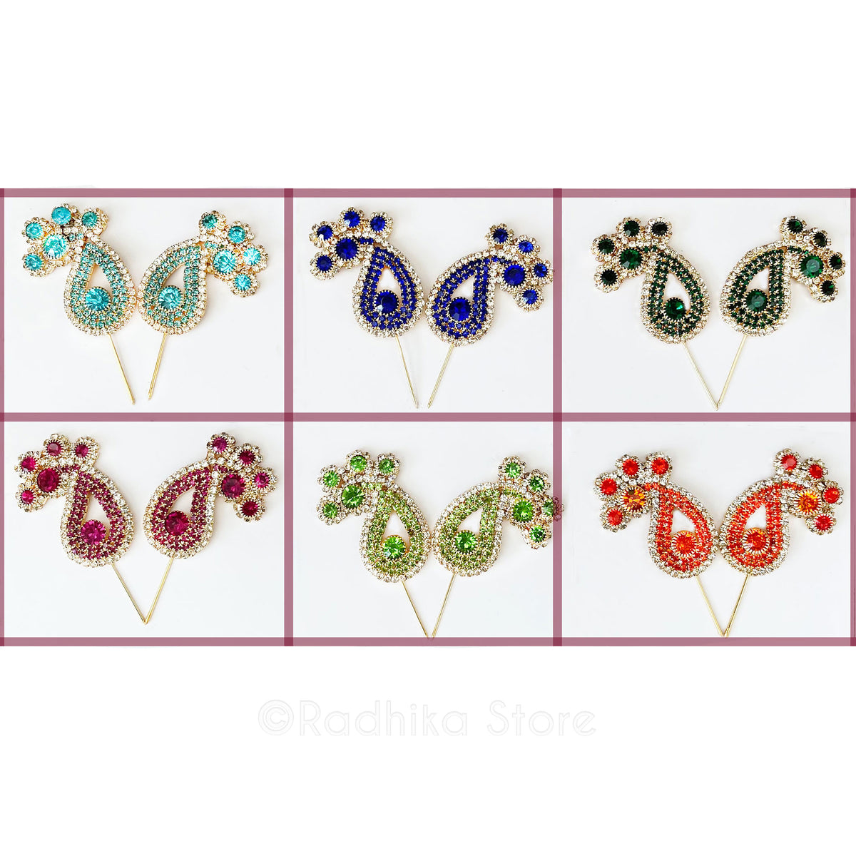 Cutie  Chandrika- Rhinestone Deity Turban Pins-Choose Color