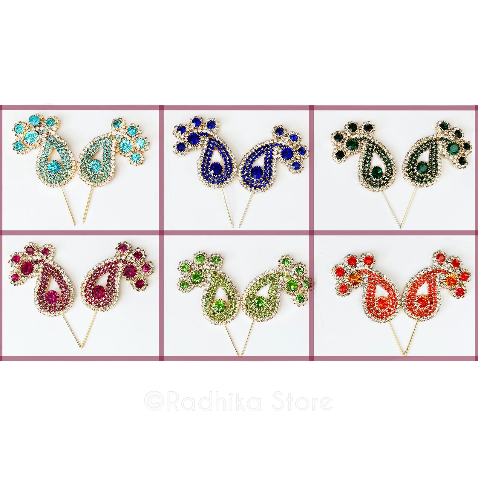 Cutie  Chandrika- Rhinestone Deity Turban Pins-Choose Color