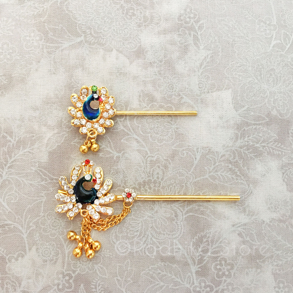 Dazzling Peacock Flute With Golden Bells -  Choose Venu or Murali