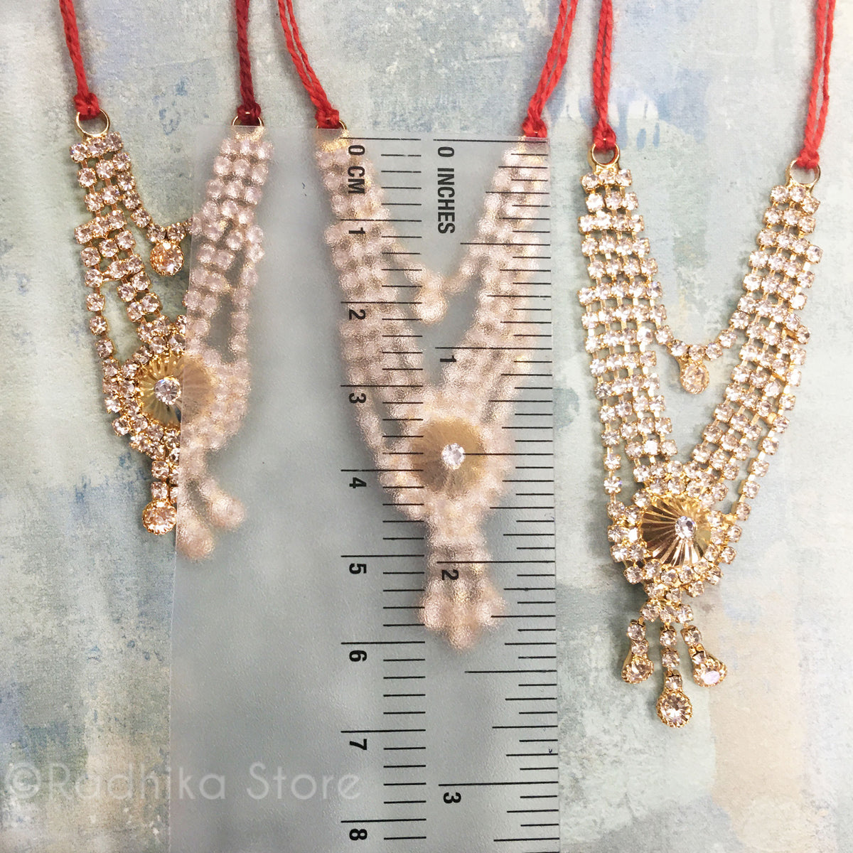 Temple Dome - White Diamond - Multi Strand - Rhinestone Deity Necklace