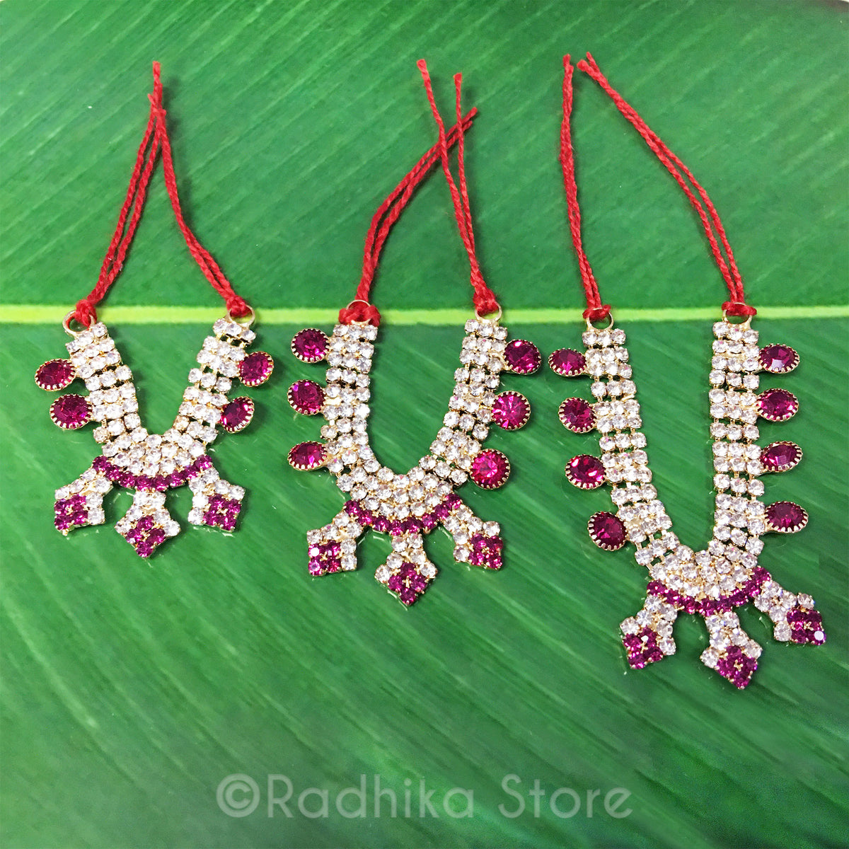 Docks of Kusum Sarovar Fuschia Rhinestone - Deity Necklace