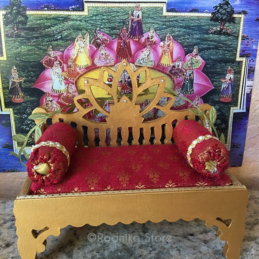 Golden Jeweled Golden Divine Throne- Deep Red