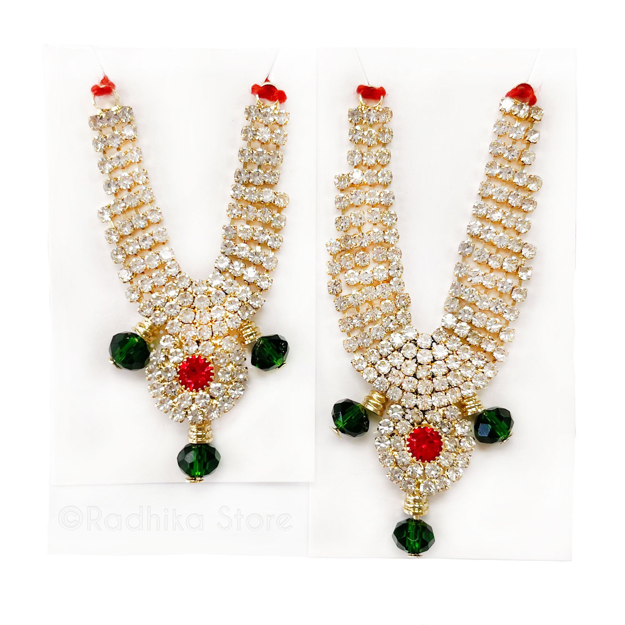 Braj Mandala- Emerald Diamond - Rhinestone Deity Necklace-Choose Size