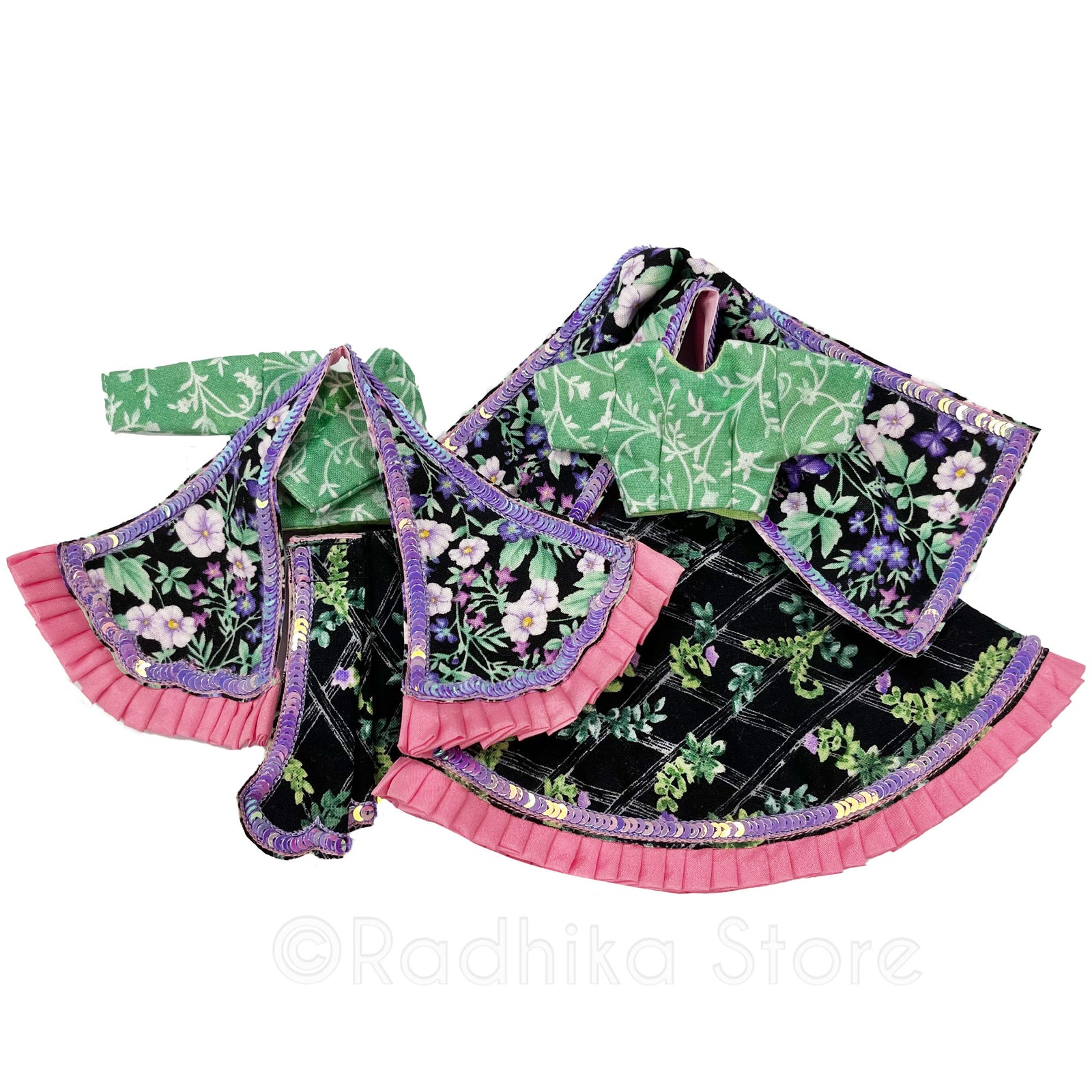 Evening Isodhyana Garden - Printed Cotton- Radha Krishna Deity Outfit