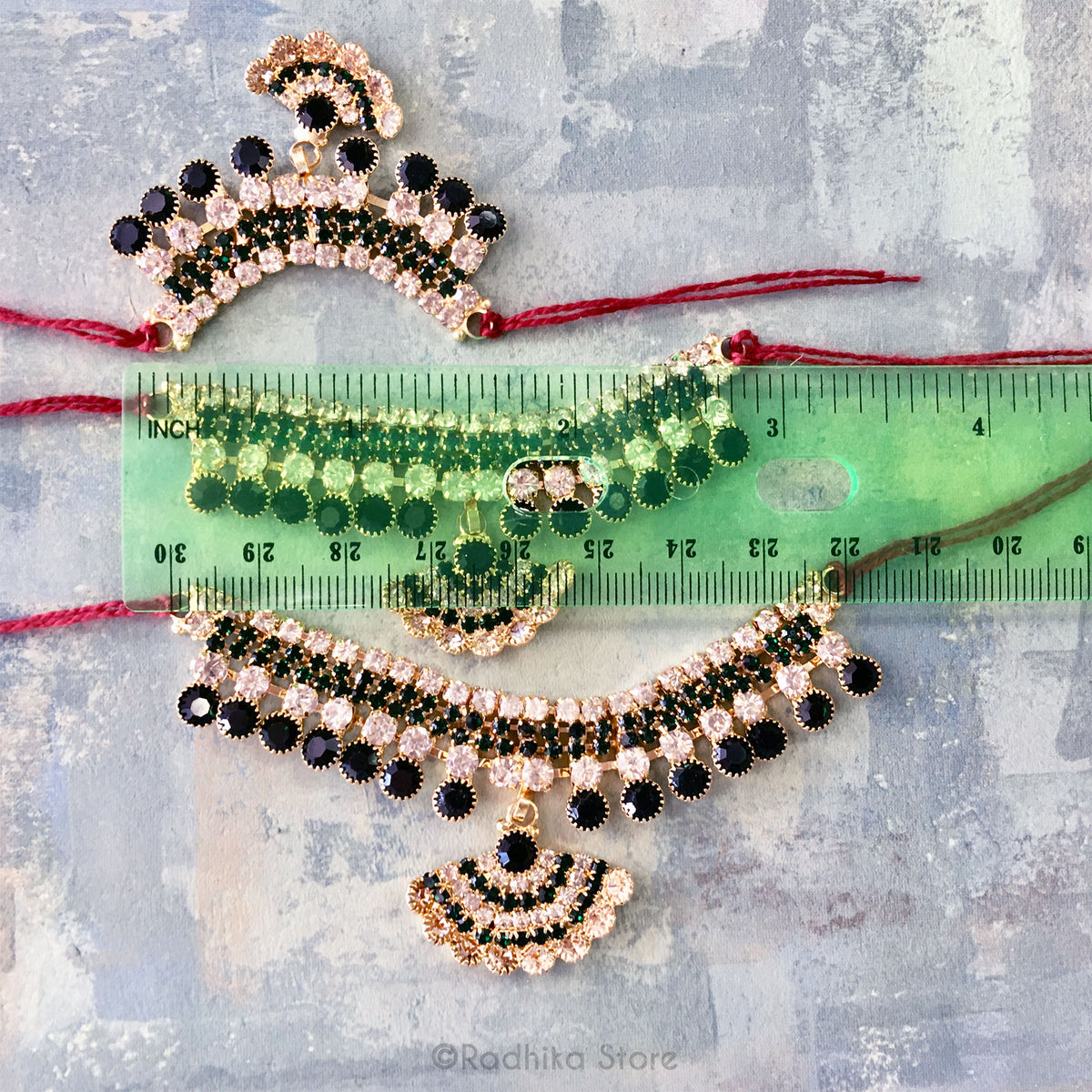 Fan Pendant - Rhinestone Belt/Bangle/Necklace - Multi Color