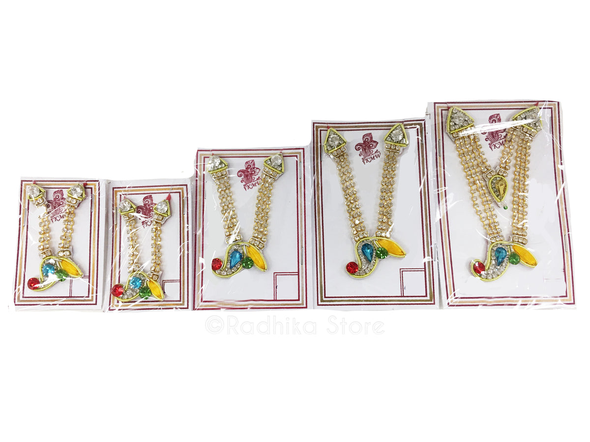 Festival Bhakti Leaf- Multi Color - Deity Crown Necklace Set