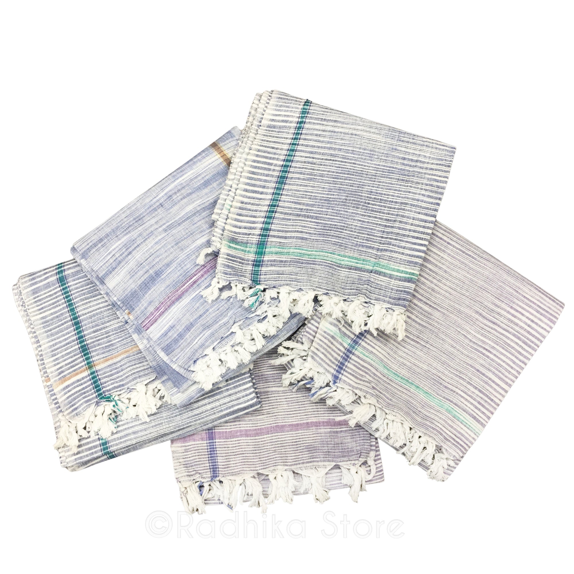 Cotton Gamchas - Blue Colors - Set of 5