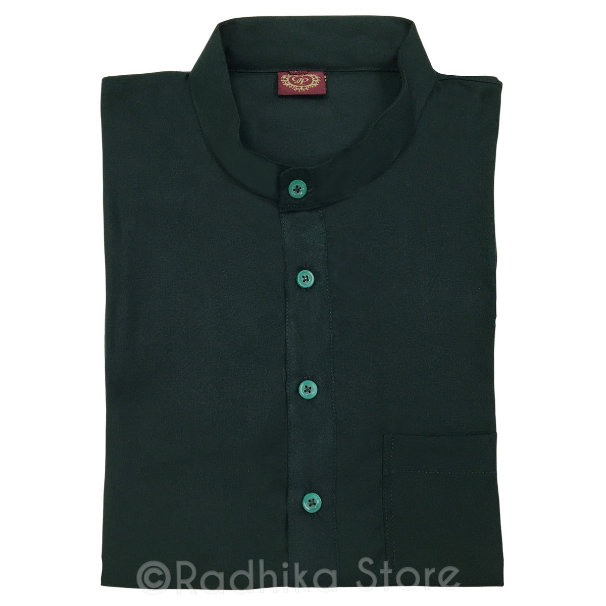 Dark Forest Green -  Cotton/Rayon - Long Sleeve Kurtas