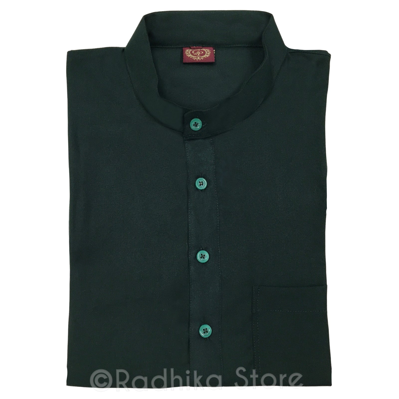 Dark Forest Green -  Cotton/Rayon - Long Sleeve Kurtas