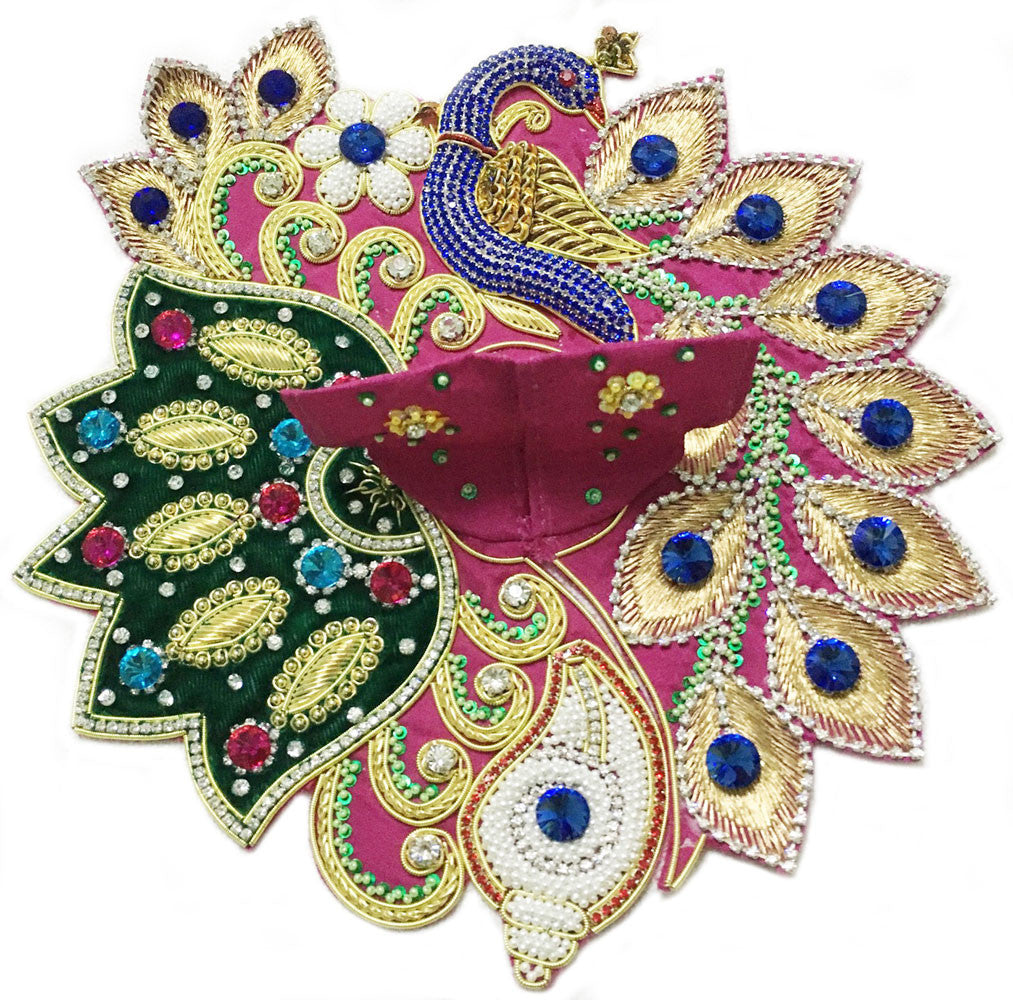Laddu Gopal Outfit Deep Pink Green Blue Peacock Conch 1" to 2" Inches Sizes