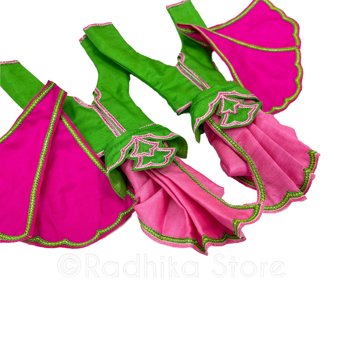 Vrindavan Spring - Silk - Pinks and Green - Gaura Nitai Deity Outfit