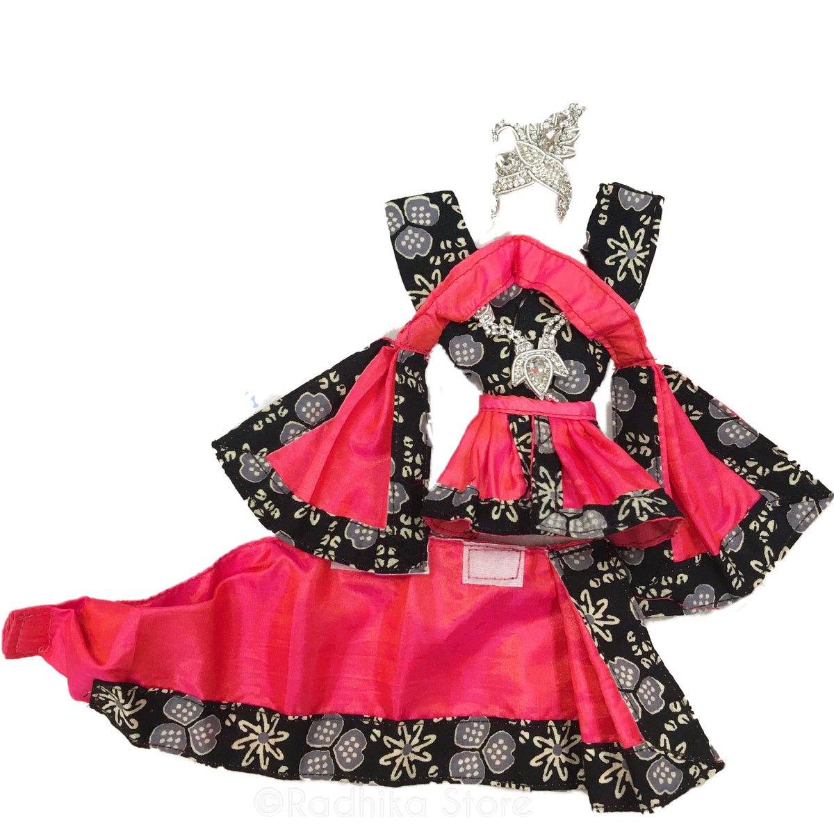 Sri Radha Raman - Coral Pink and Black - Gaura Nitai Deity Outfit