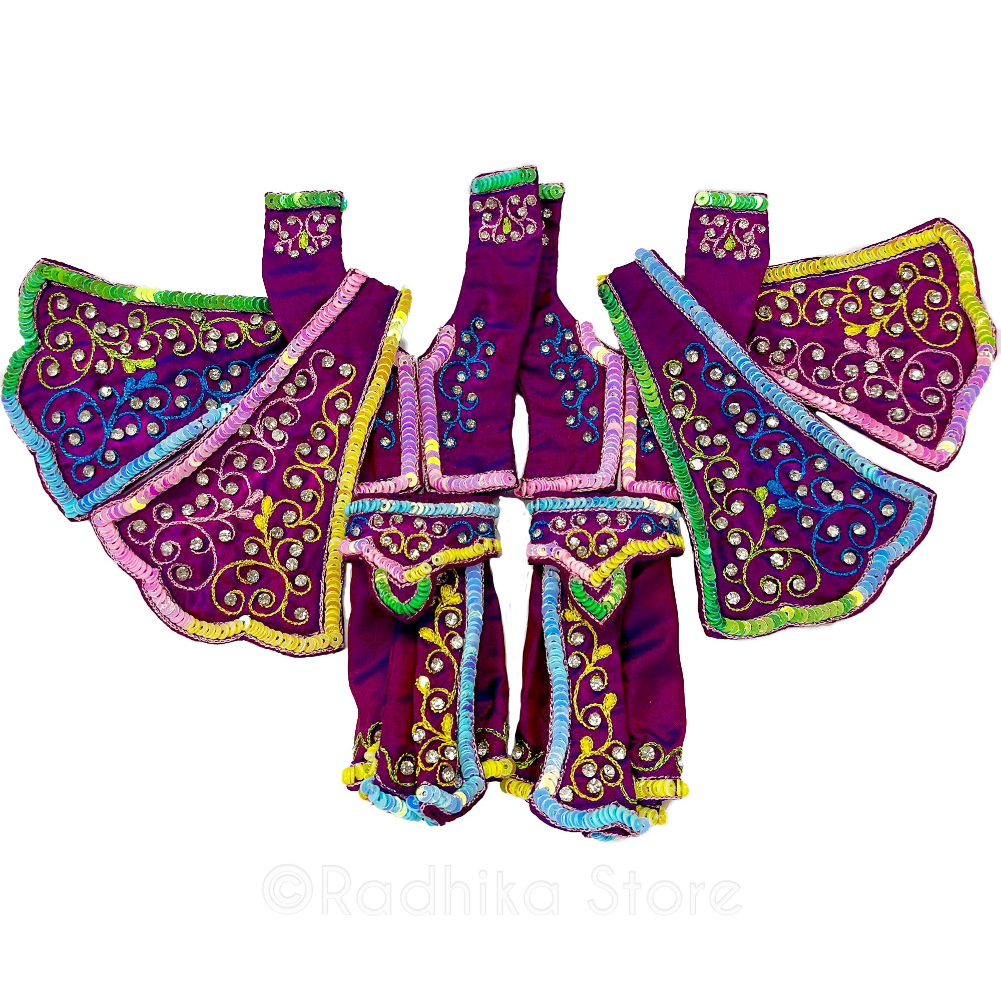 Transcendental Fireworks - All Silk - Purple - Gaura Nitai Deity Outfit