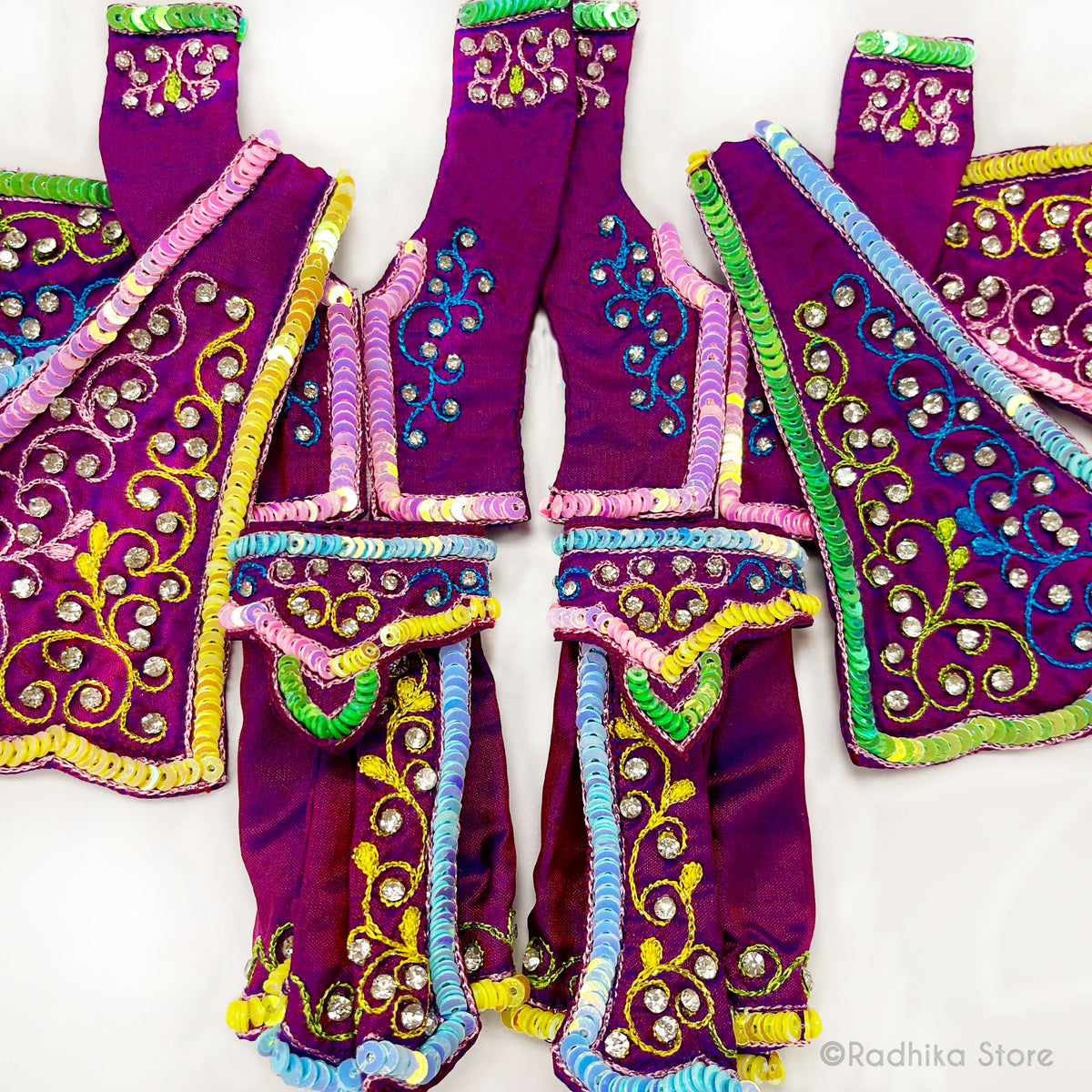 Transcendental Fireworks - All Silk - Purple - Gaura Nitai Deity Outfit