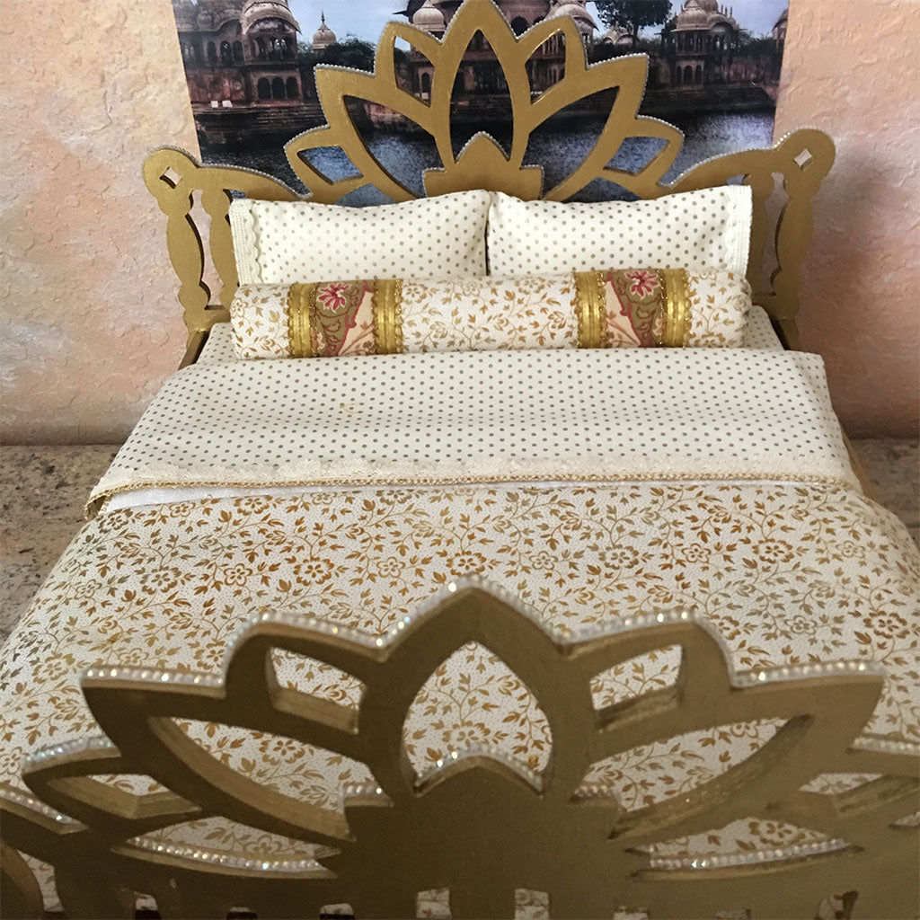 Vrindavan Opulence - Gold Lotus Bed - 14 1/2&quot; Inch