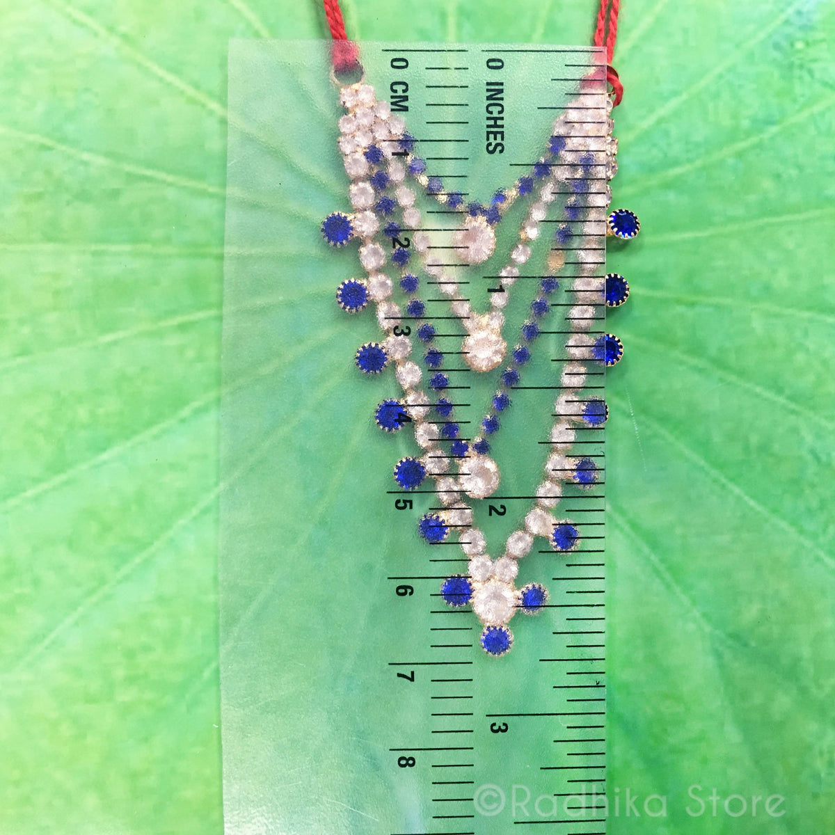 Krishna Dots - Orange and Diamond - Multi Strand - Rhinestone Deity Necklace