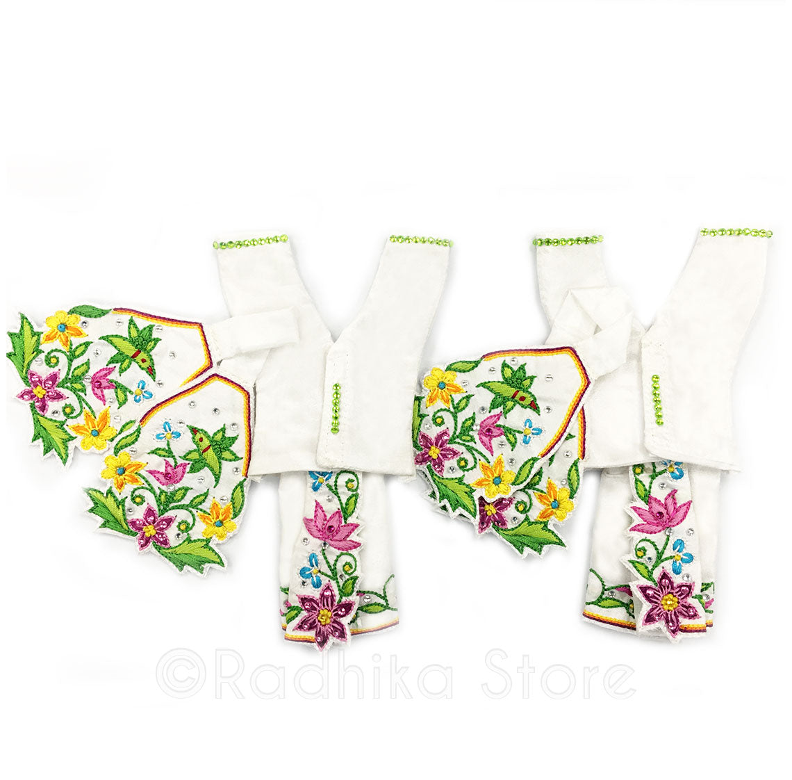 Mayapur Parrots in Lotus Garden - Gaura Nitai Deity Outfit