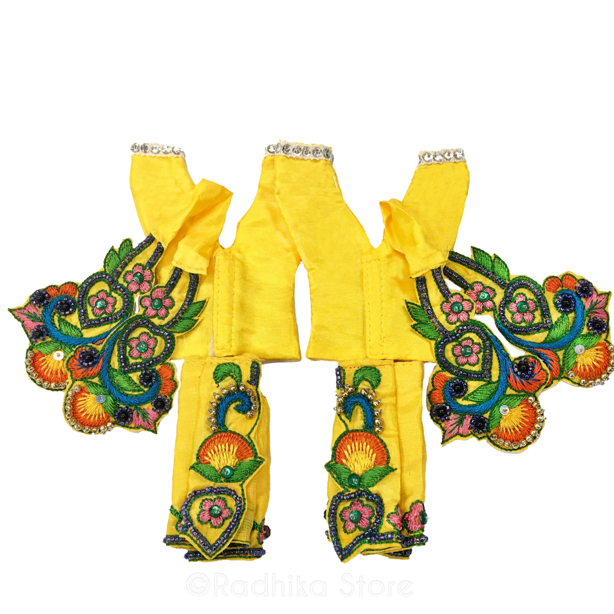 I Lost My Heart To Lord Gauranga - Sunshine Yellow Satin - Gaura Nitai Deity Outfit