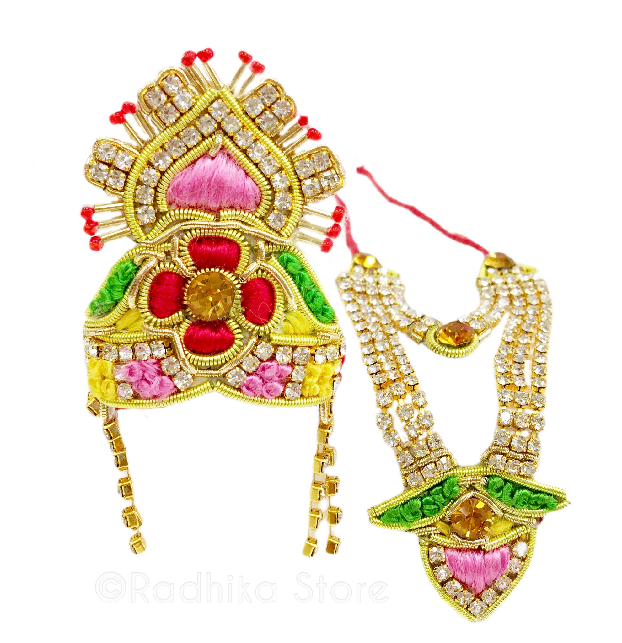 Gaurangi Flower - Deity Crown and Necklace Set