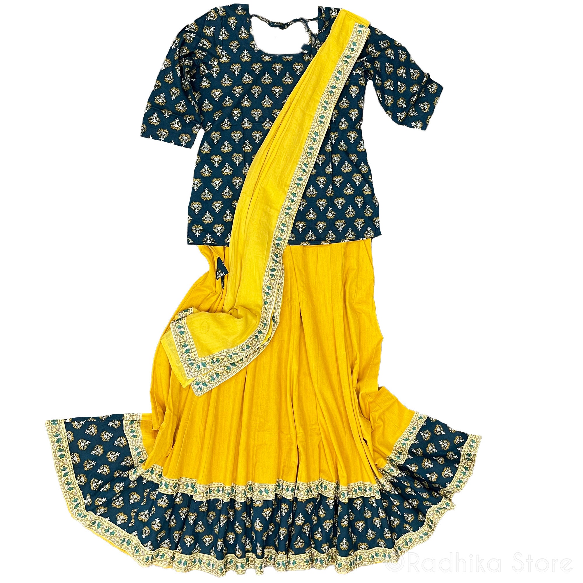 Gaurangi-Gopi Skirt-Cotton Screen Print-6 Meter Twirling