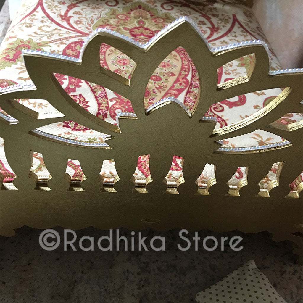 Vrindavan Opulence - Gold Lotus Bed - 14 1/2&quot; Inch